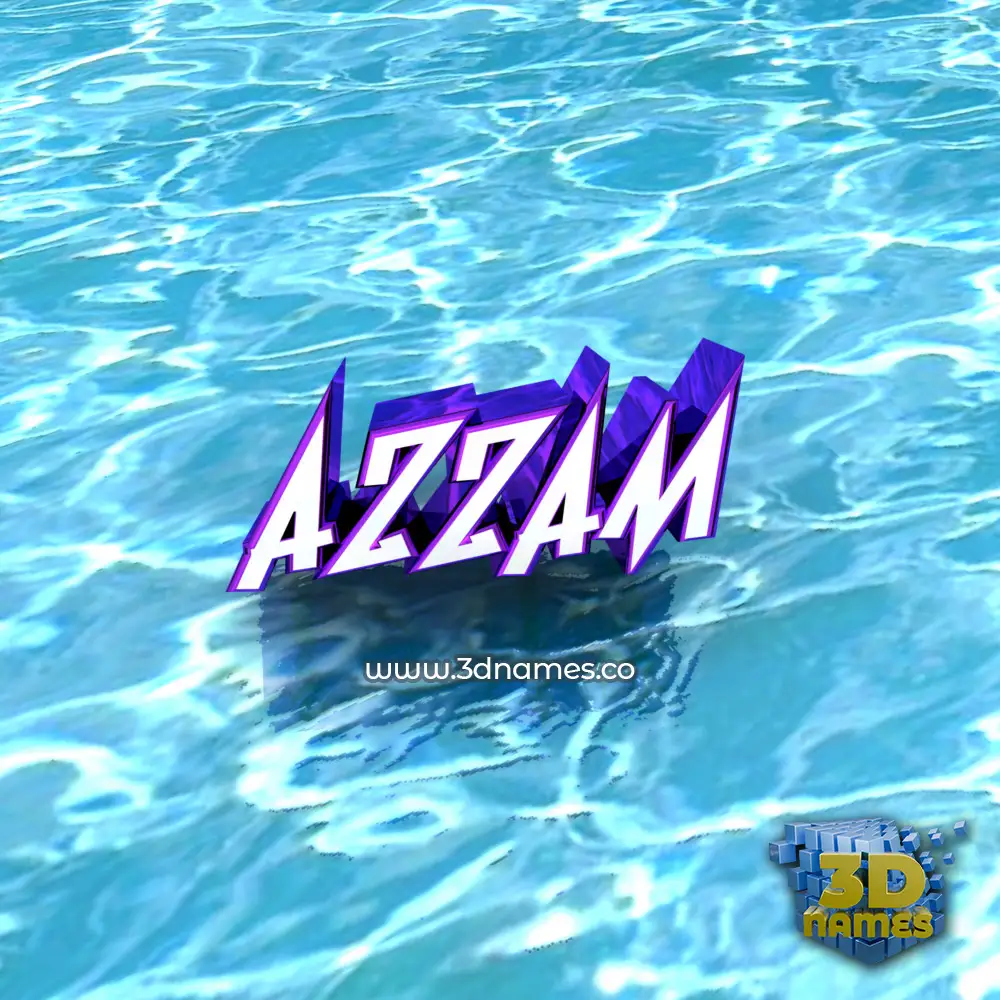 azzam in Water style - 3D name wallpaper