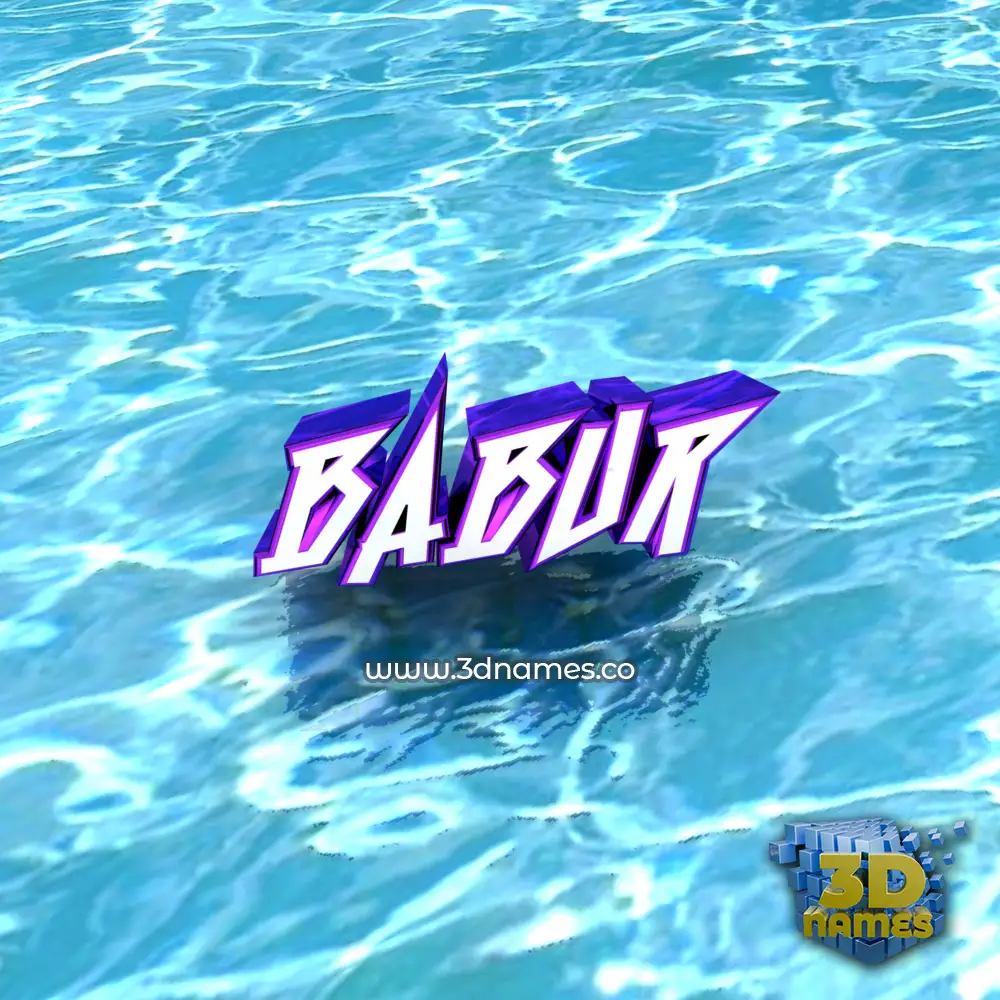 babur in Water style - 3D name wallpaper