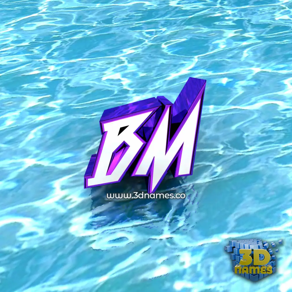 bm in Water style - 3D name wallpaper