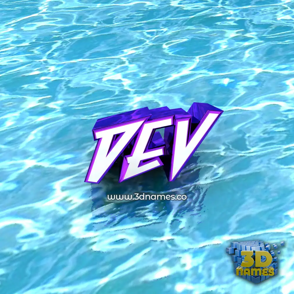 dev in Water style - 3D name wallpaper