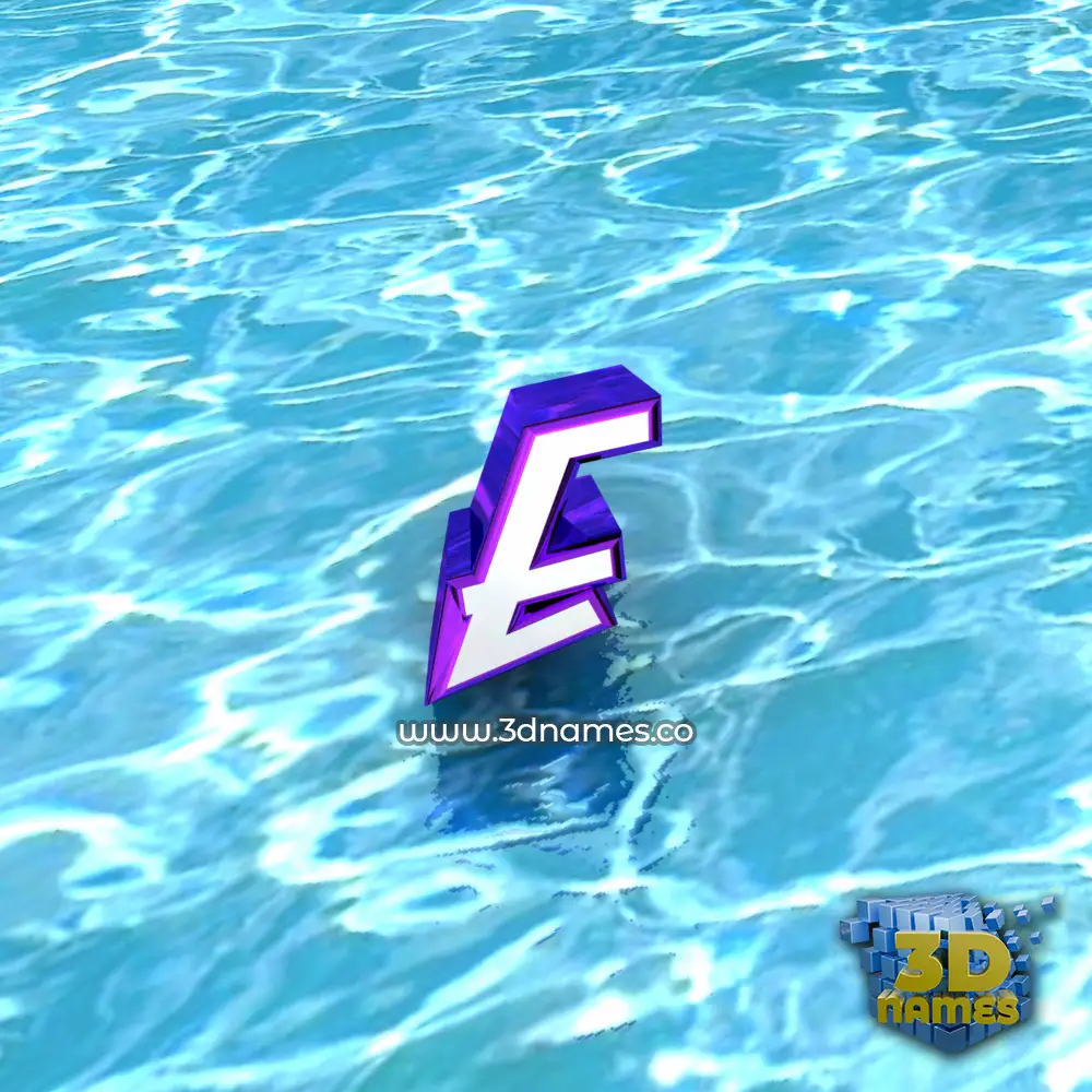 e in Water style - 3D name wallpaper