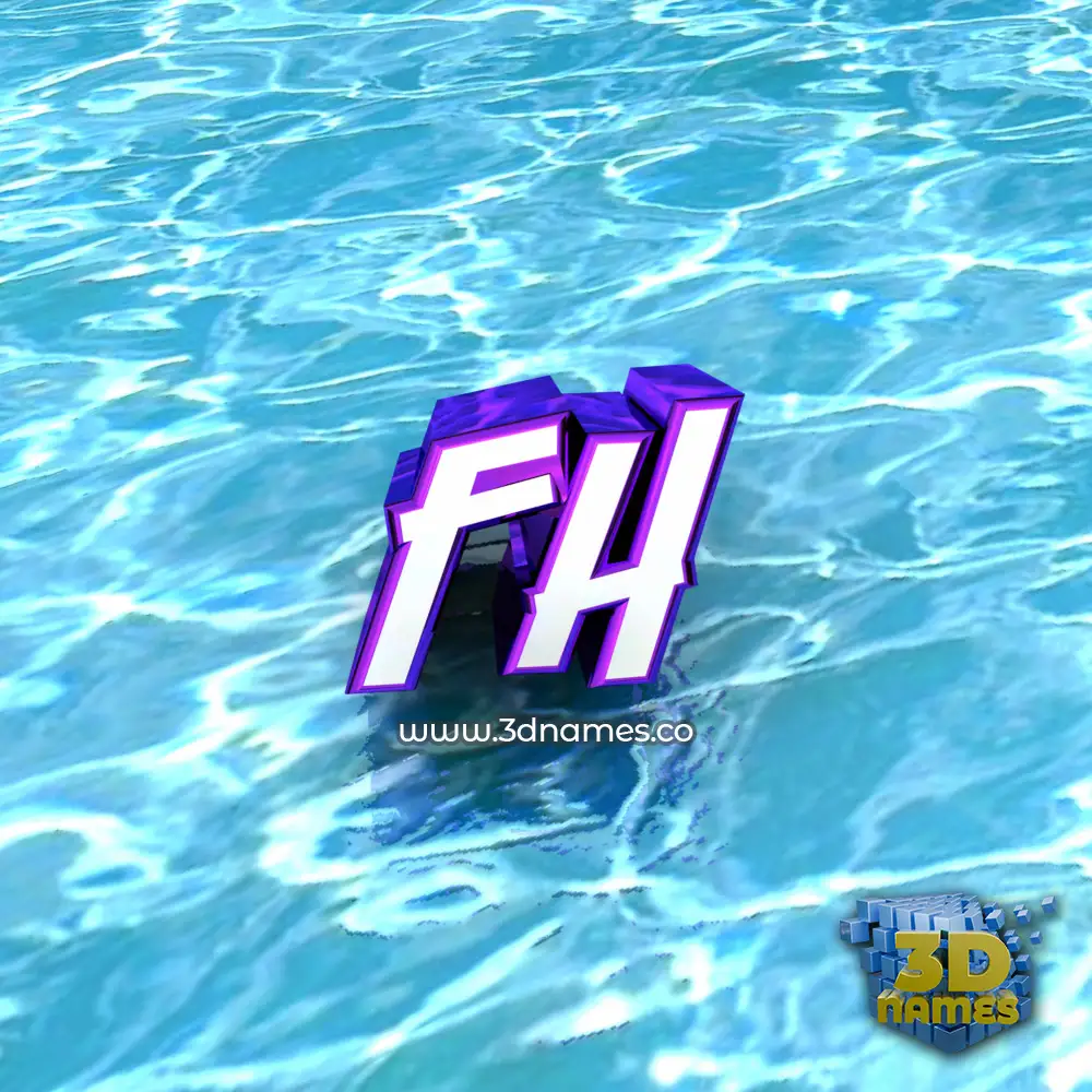 fh in Water style - 3D name wallpaper