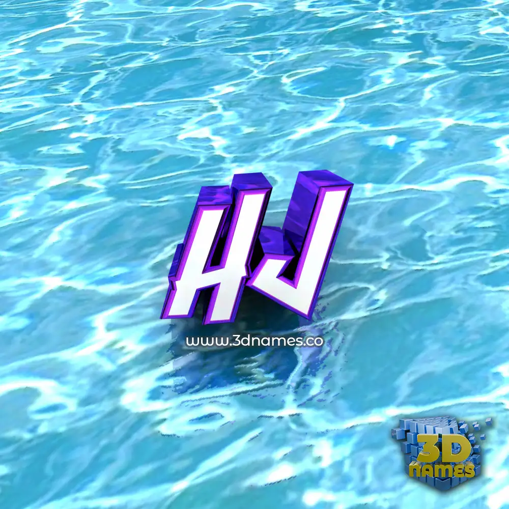 hj in Water style - 3D name wallpaper