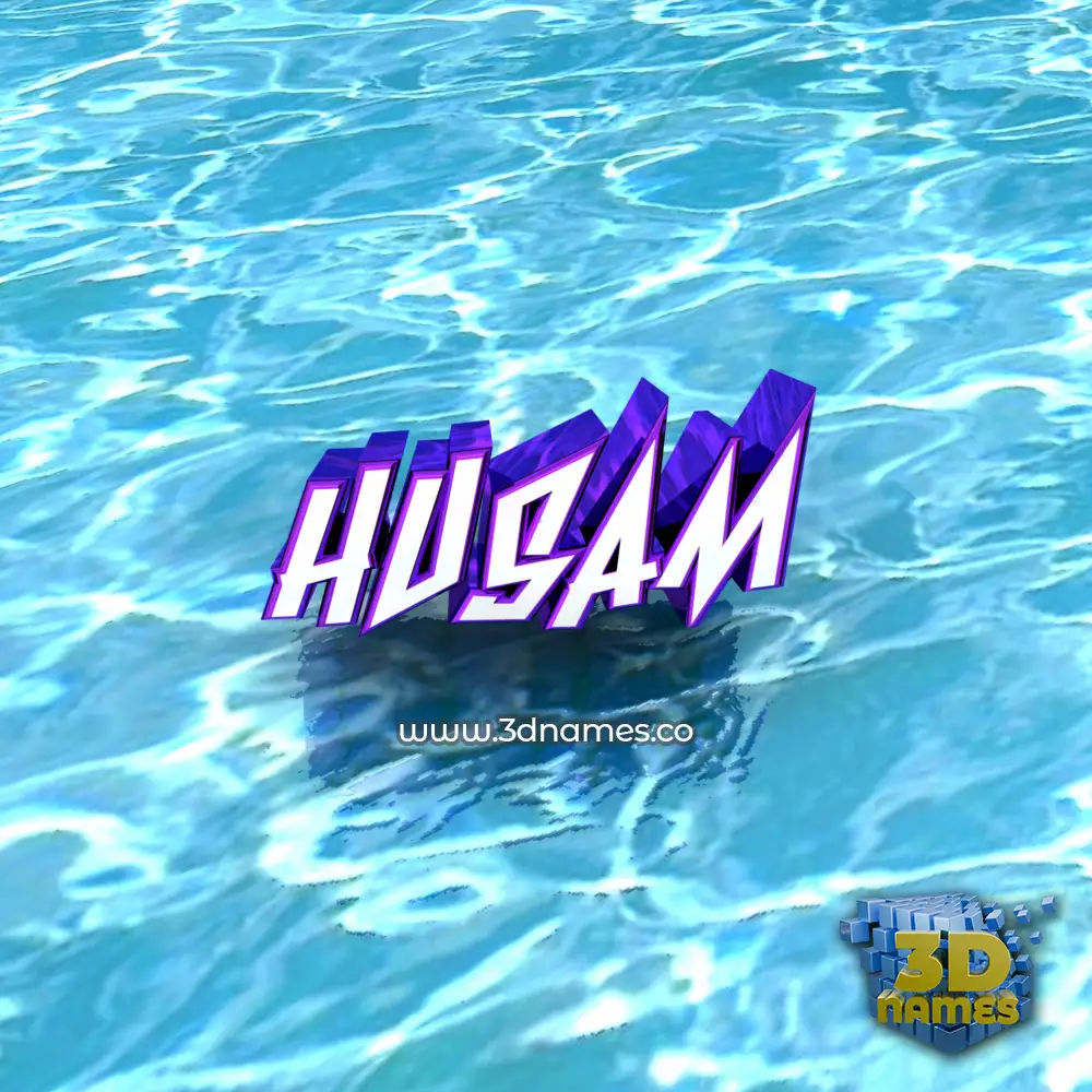 husam in Water style - 3D name wallpaper