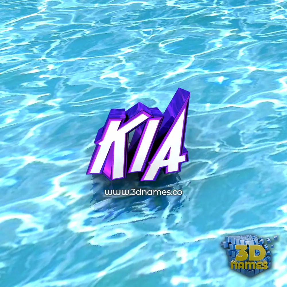kia in Water style - 3D name wallpaper