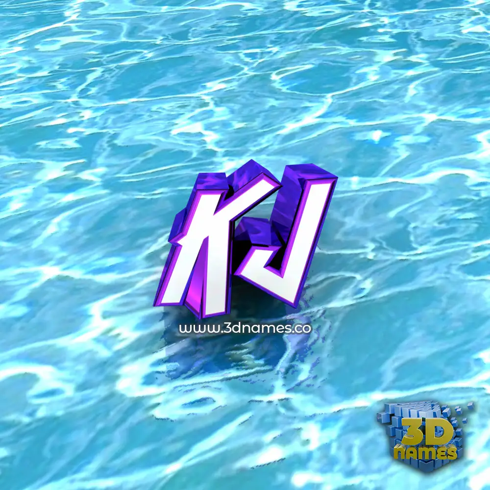 kj in Water style - 3D name wallpaper