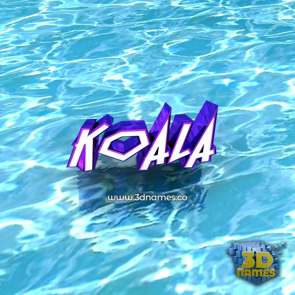 koala in Water style - 3D name wallpaper