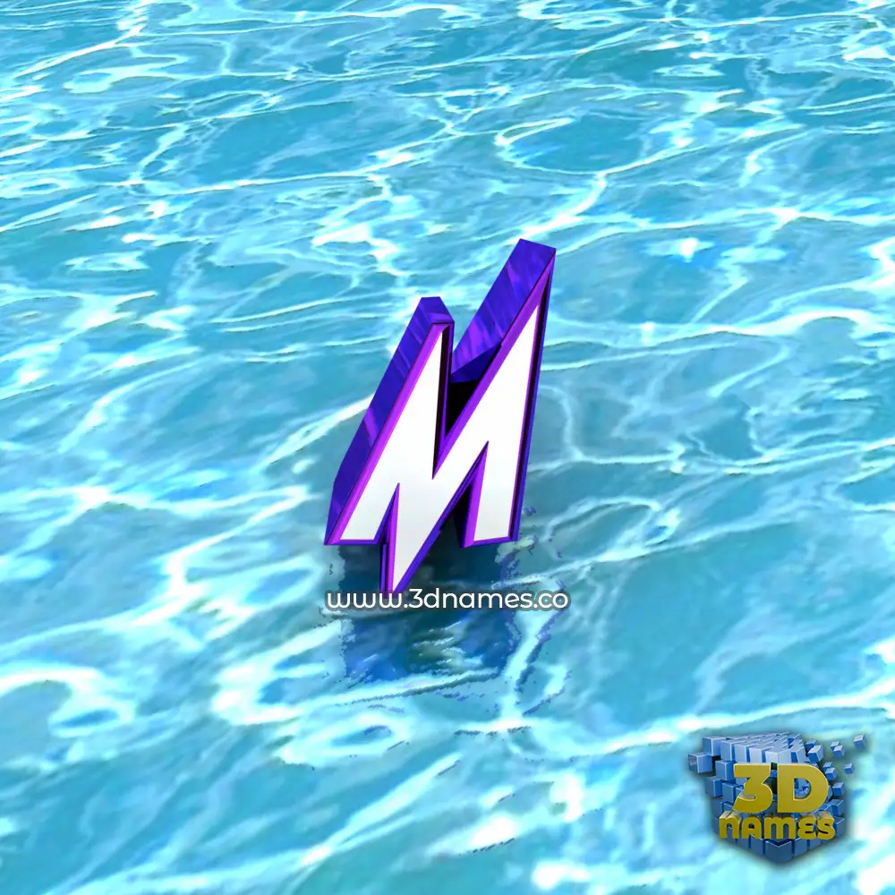 m in Water style - 3D name wallpaper