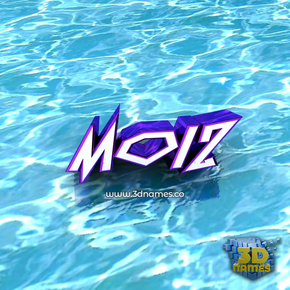 moiz in Water style - 3D name wallpaper