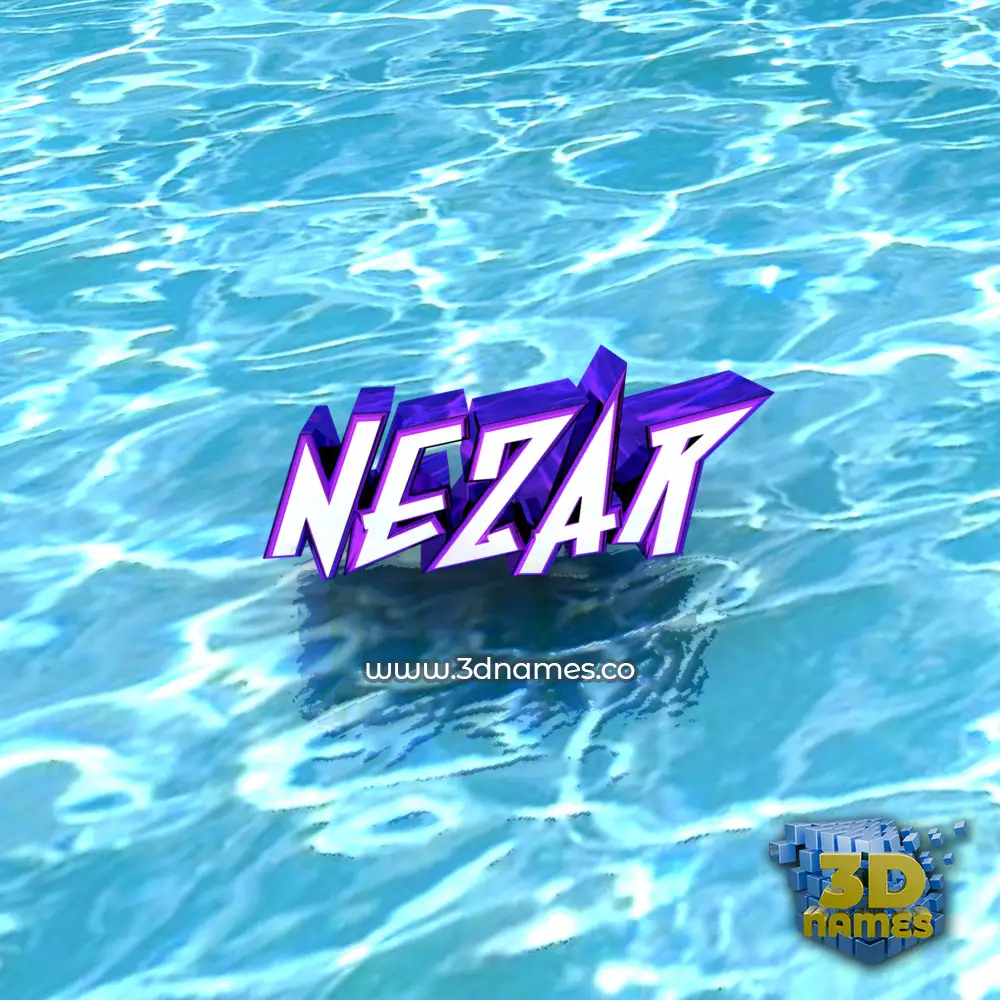 nezar in Water style - 3D name wallpaper