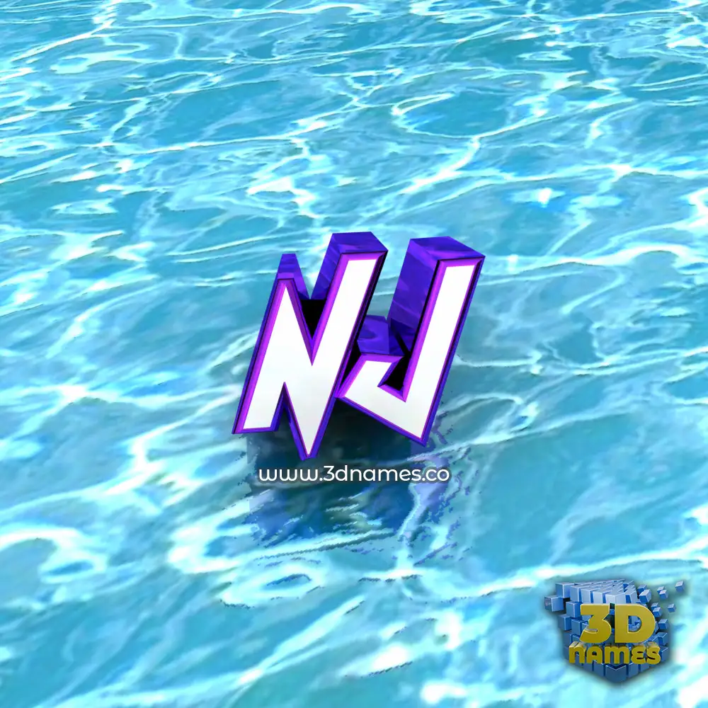 nj in Water style - 3D name wallpaper