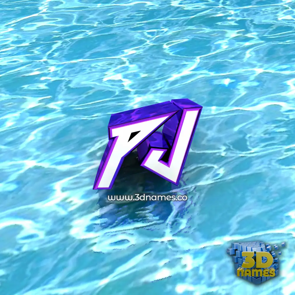 pj in Water style - 3D name wallpaper