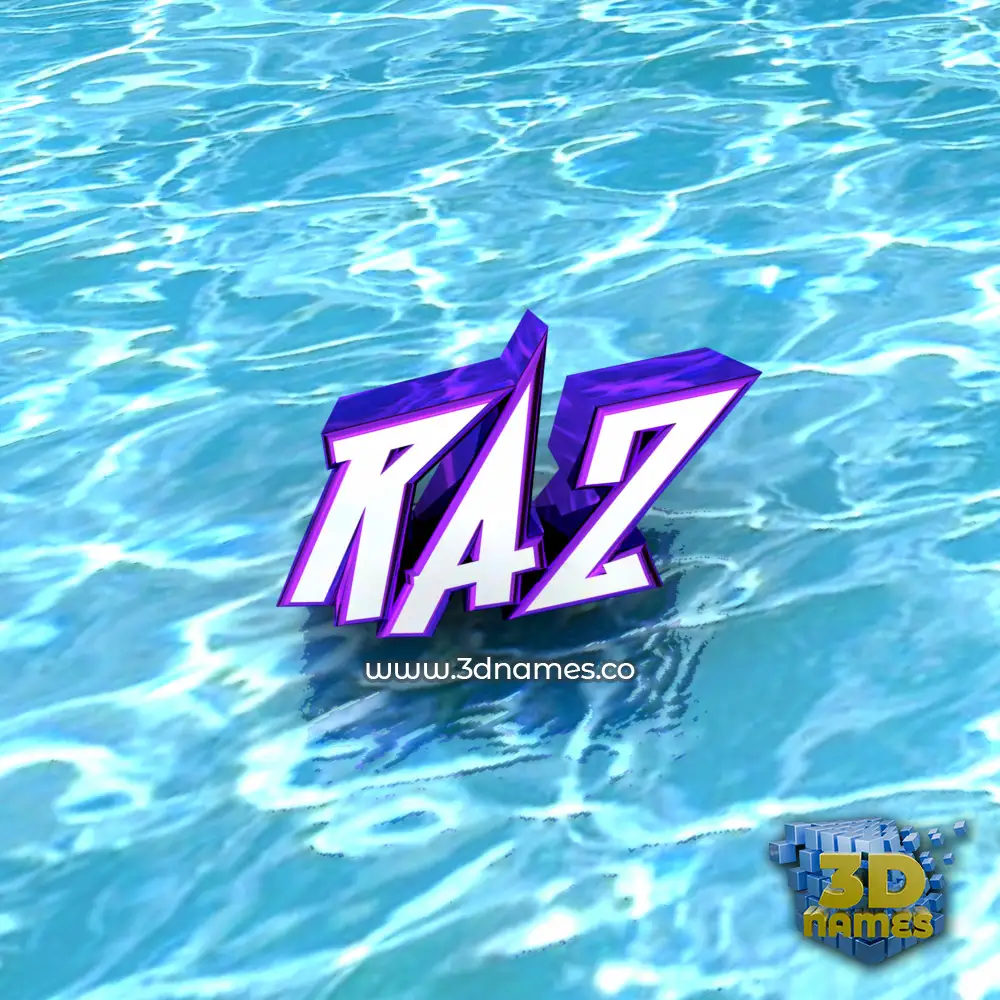 raz in Water style - 3D name wallpaper