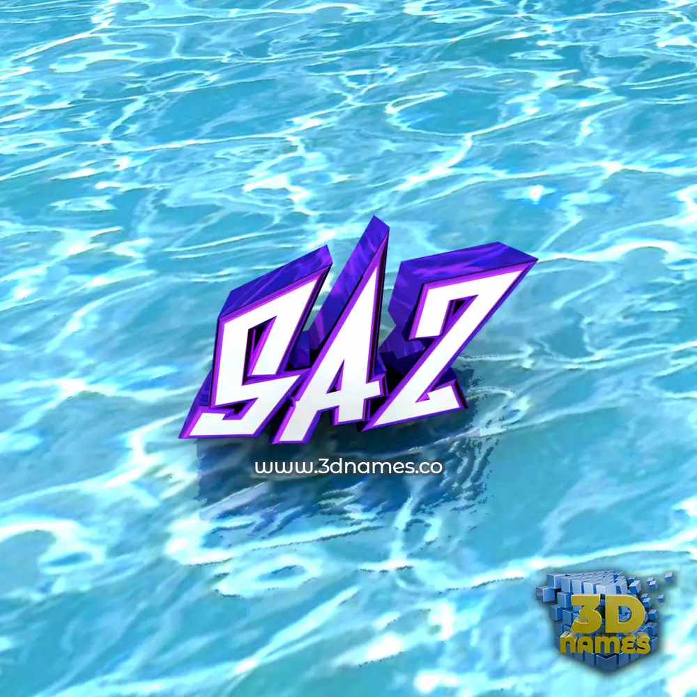 saz in Water style - 3D name wallpaper