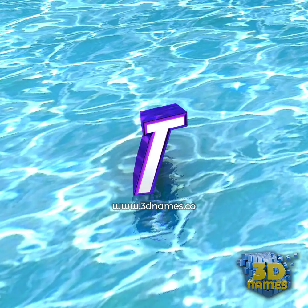 t in Water style - 3D name wallpaper