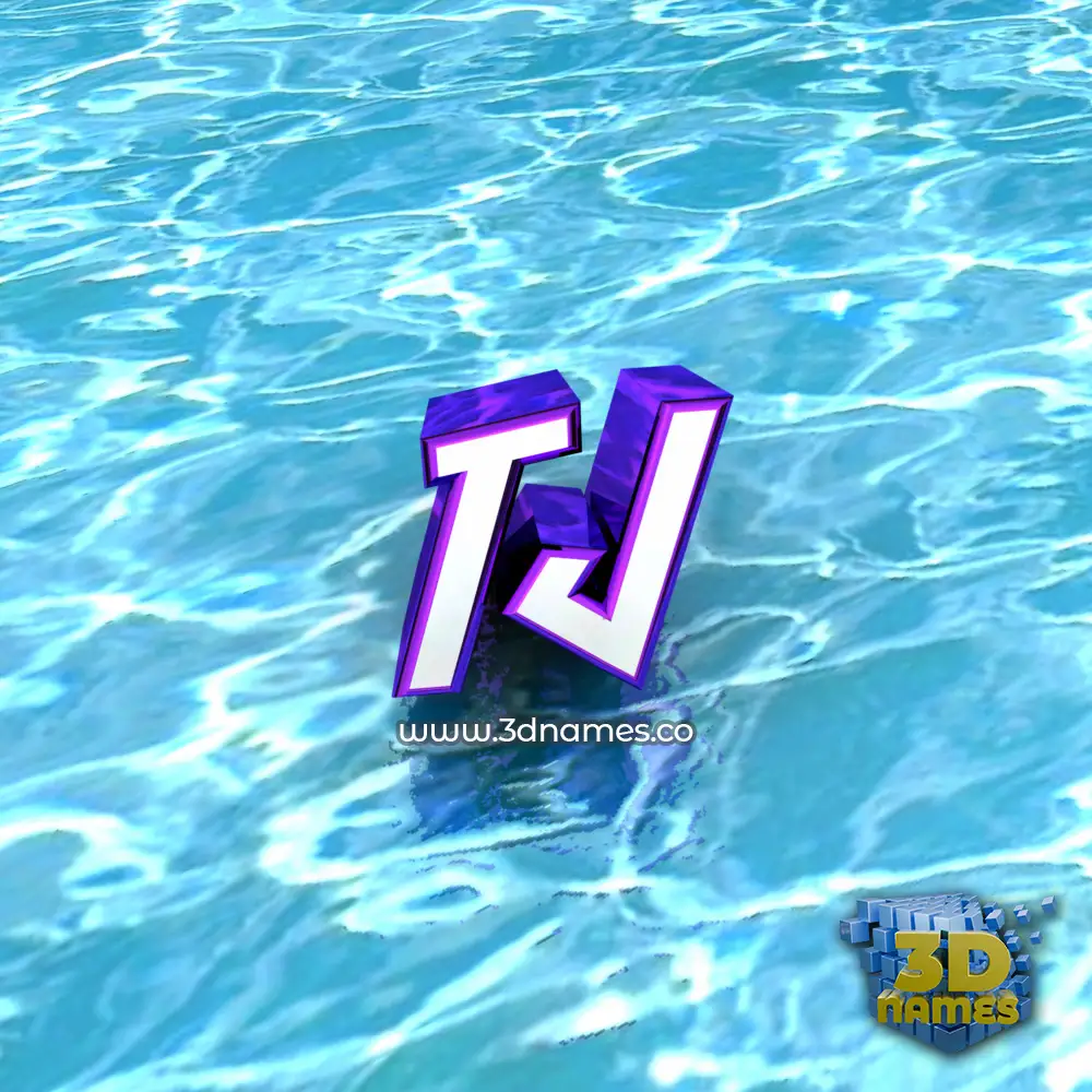 tj in Water style - 3D name wallpaper