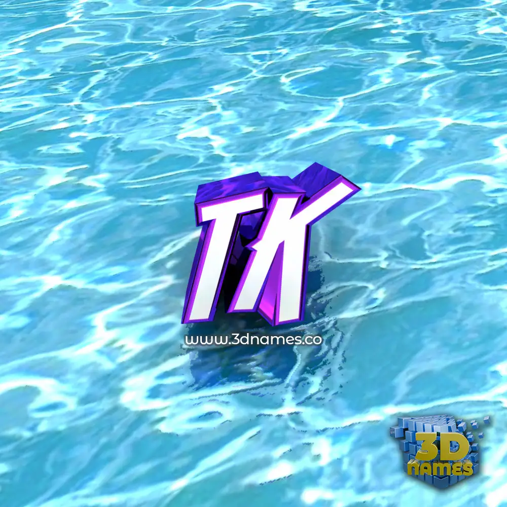 tk in Water style - 3D name wallpaper