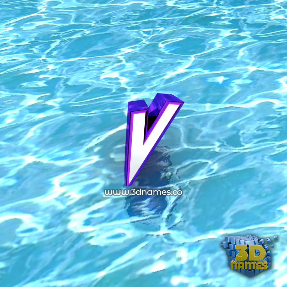v in Water style - 3D name wallpaper