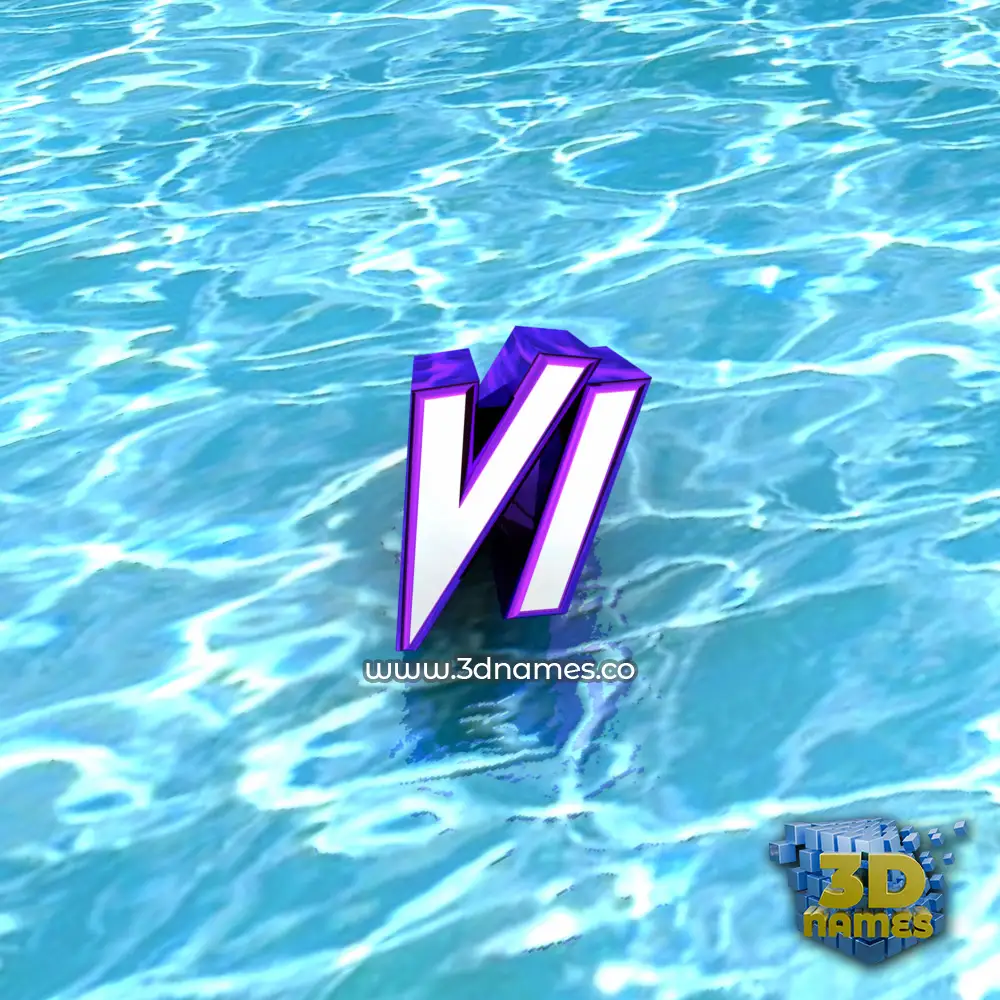 vi in Water style - 3D name wallpaper