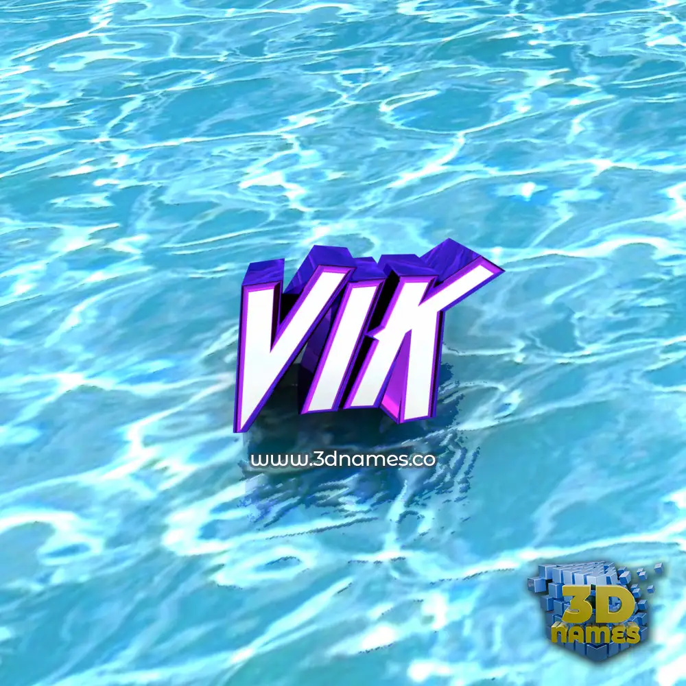 vik in Water style - 3D name wallpaper