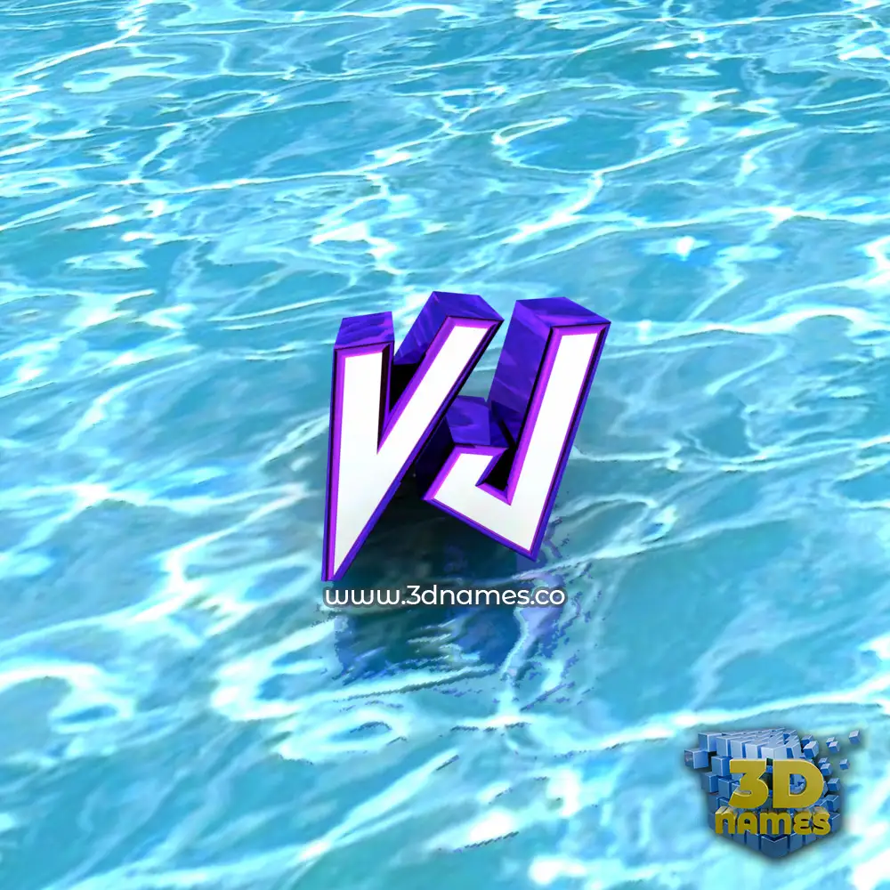 vj in Water style - 3D name wallpaper