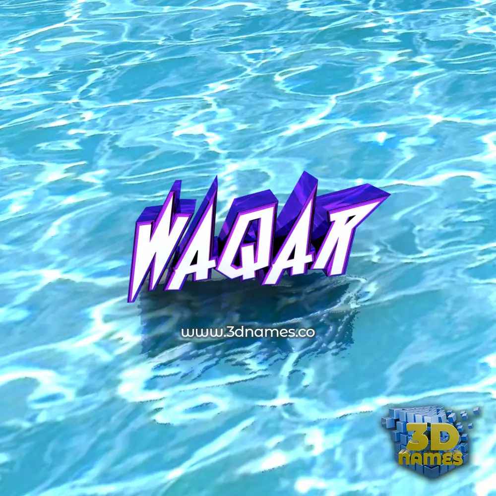 waqar in Water style - 3D name wallpaper