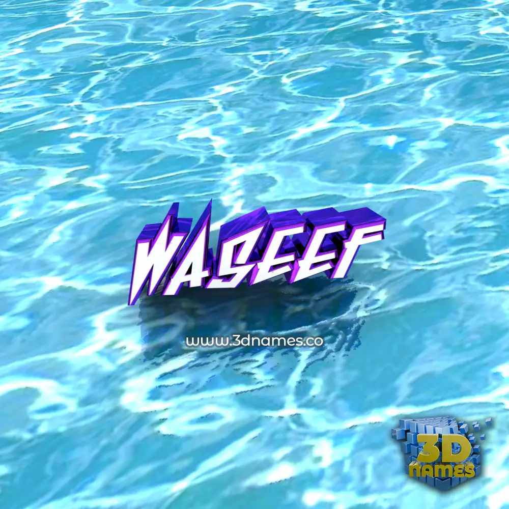 waseef in Water style - 3D name wallpaper