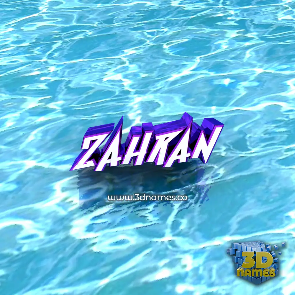 zahran in Water style - 3D name wallpaper