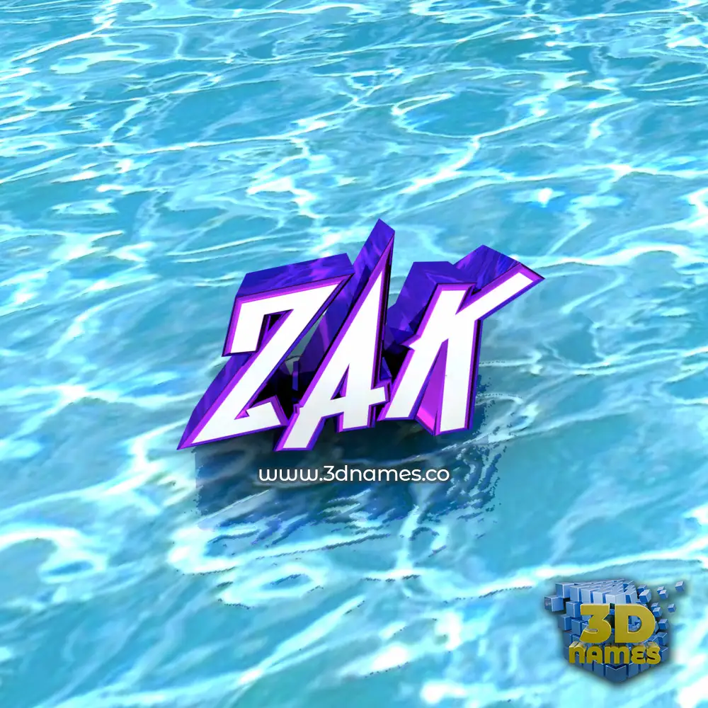 zak in Water style - 3D name wallpaper