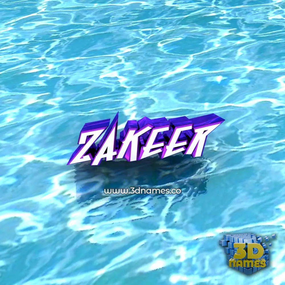 zakeer in Water style - 3D name wallpaper