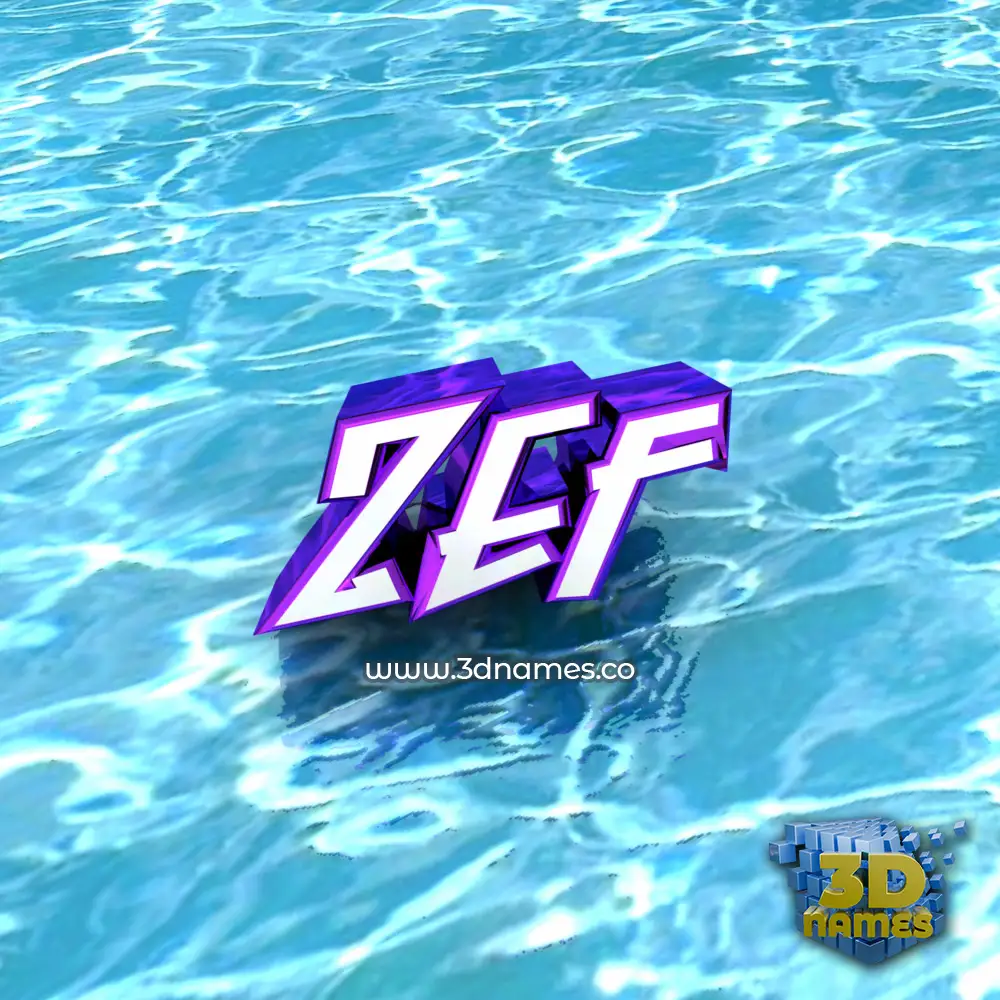 zef in Water style - 3D name wallpaper