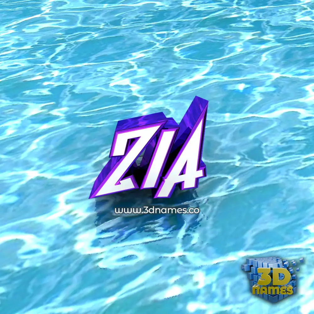 zia in Water style - 3D name wallpaper