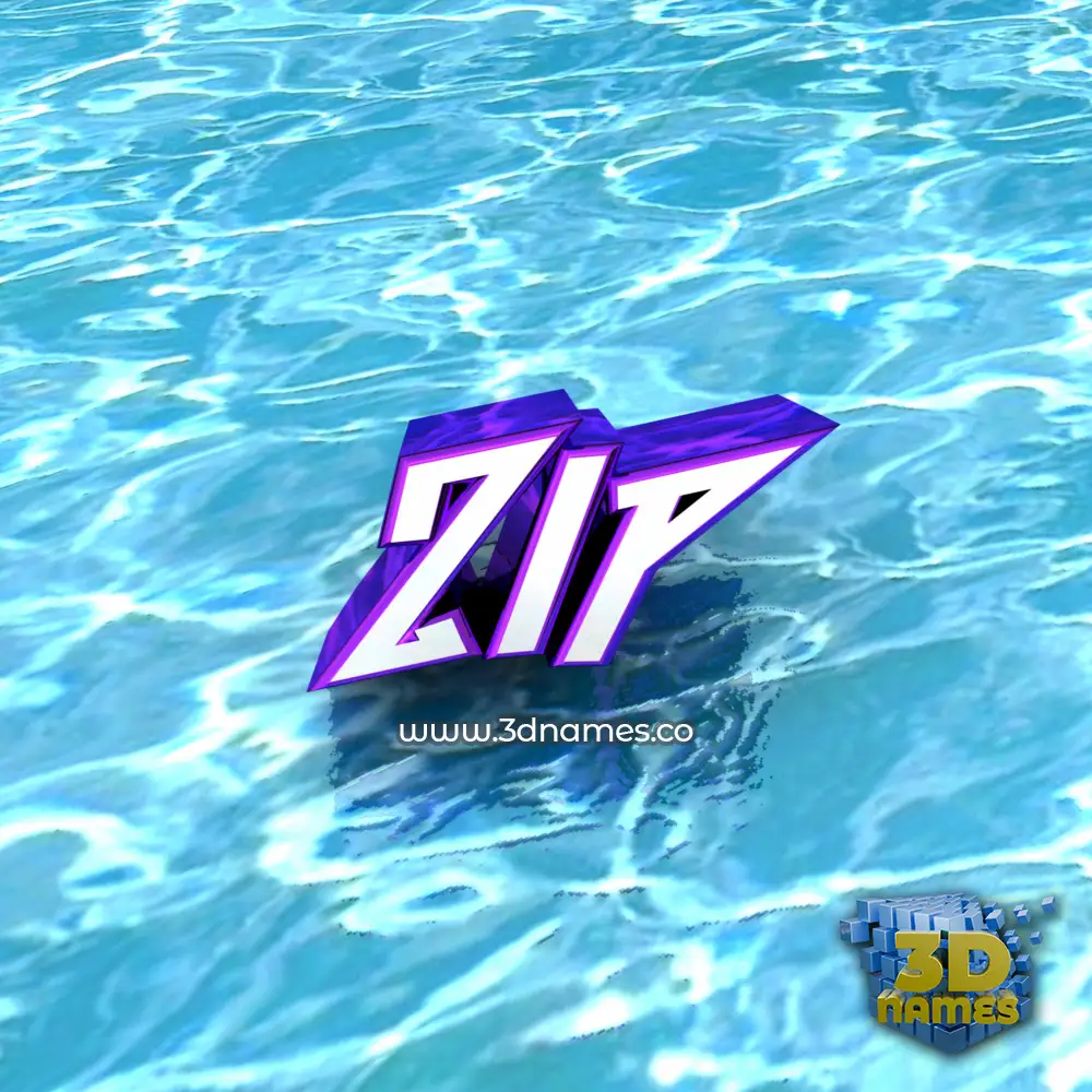 zip in Water style - 3D name wallpaper