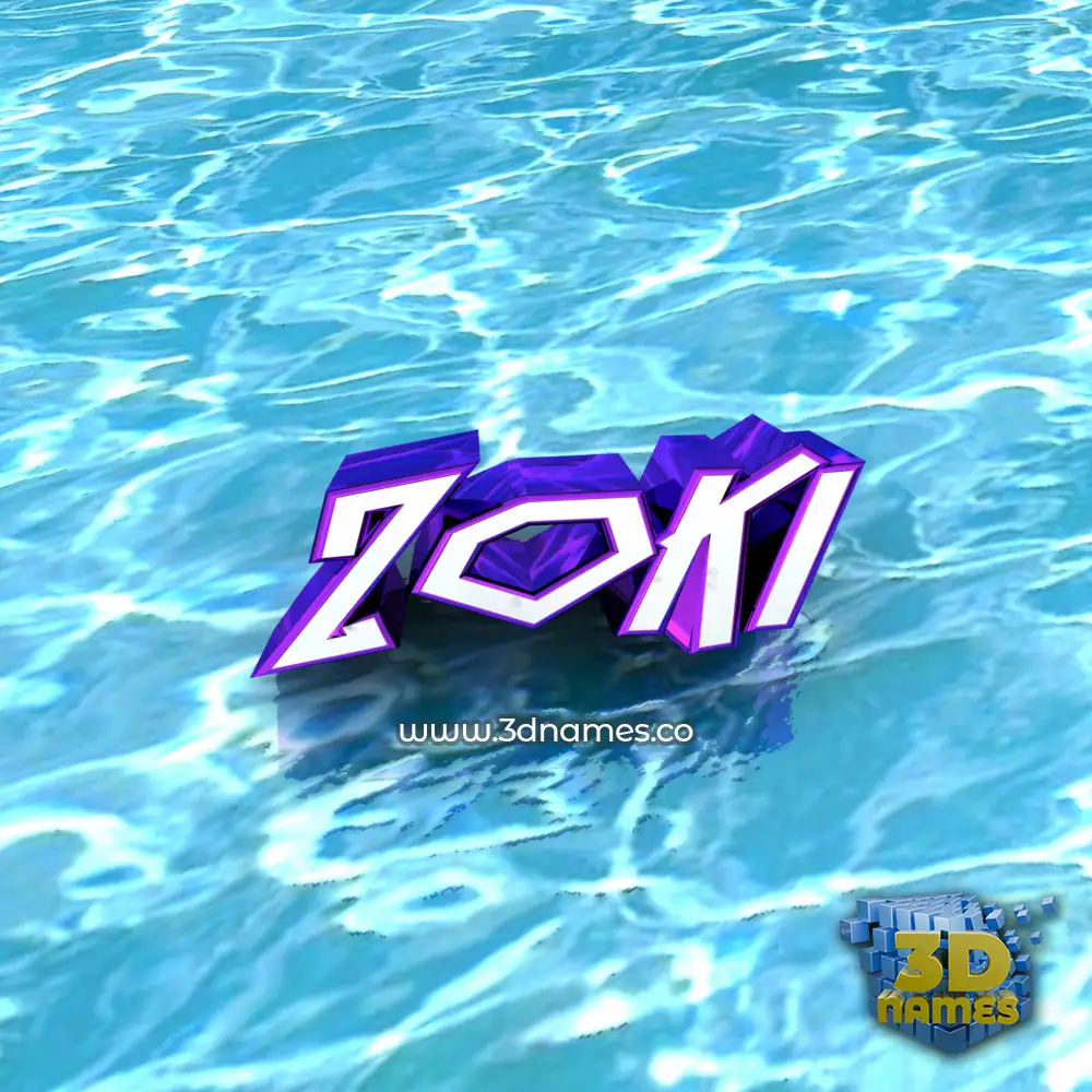 zoki in Water style - 3D name wallpaper