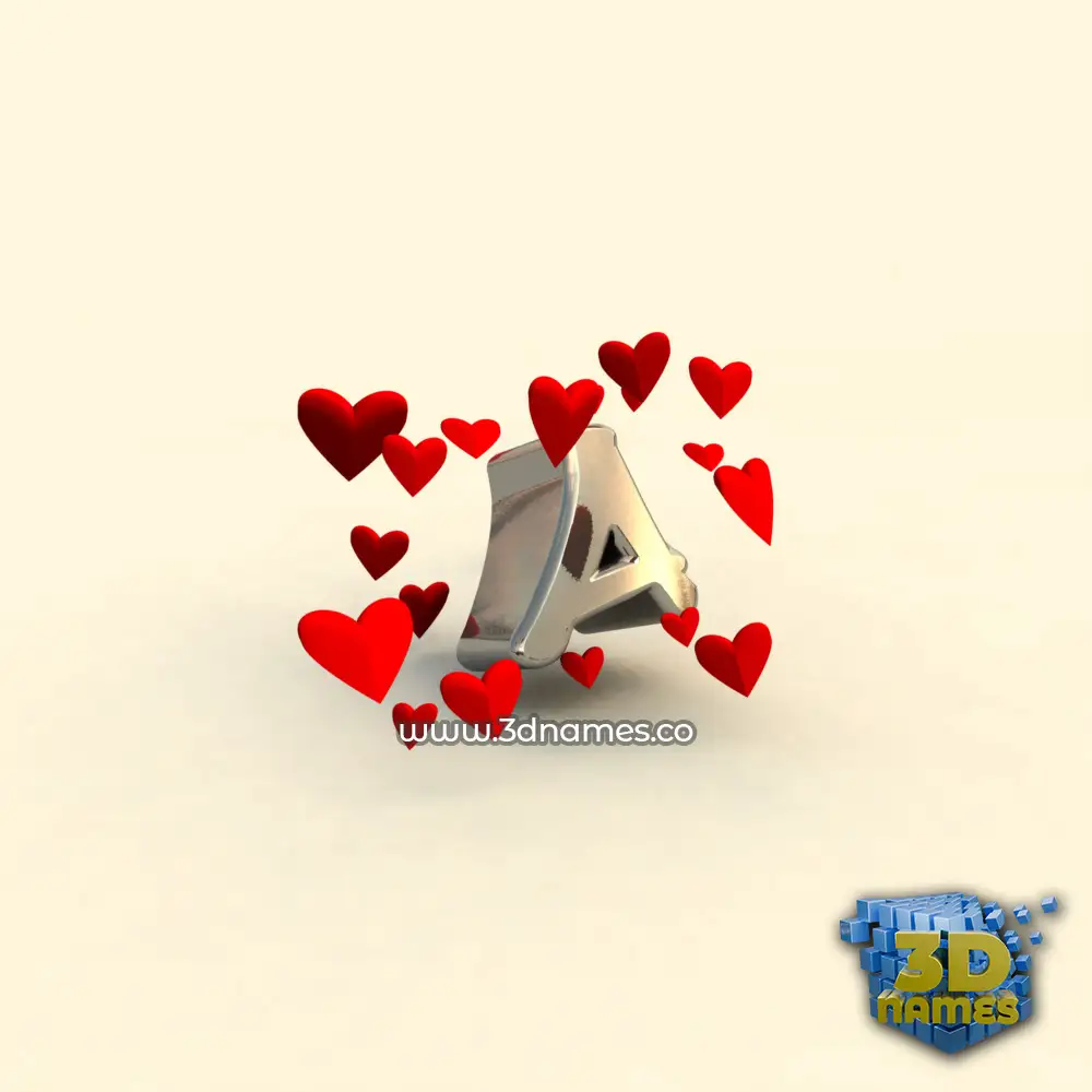 a in In Love style - 3D name wallpaper