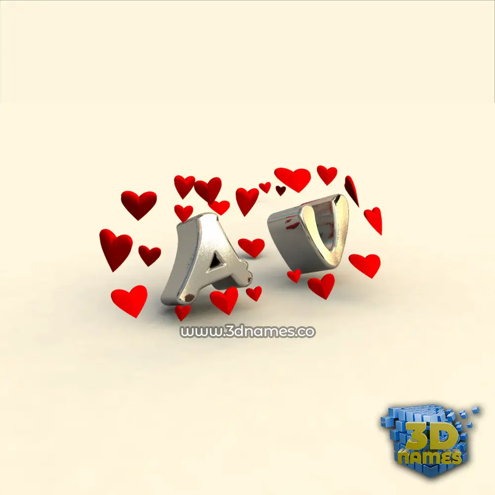 a v in In Love style - 3D name wallpaper