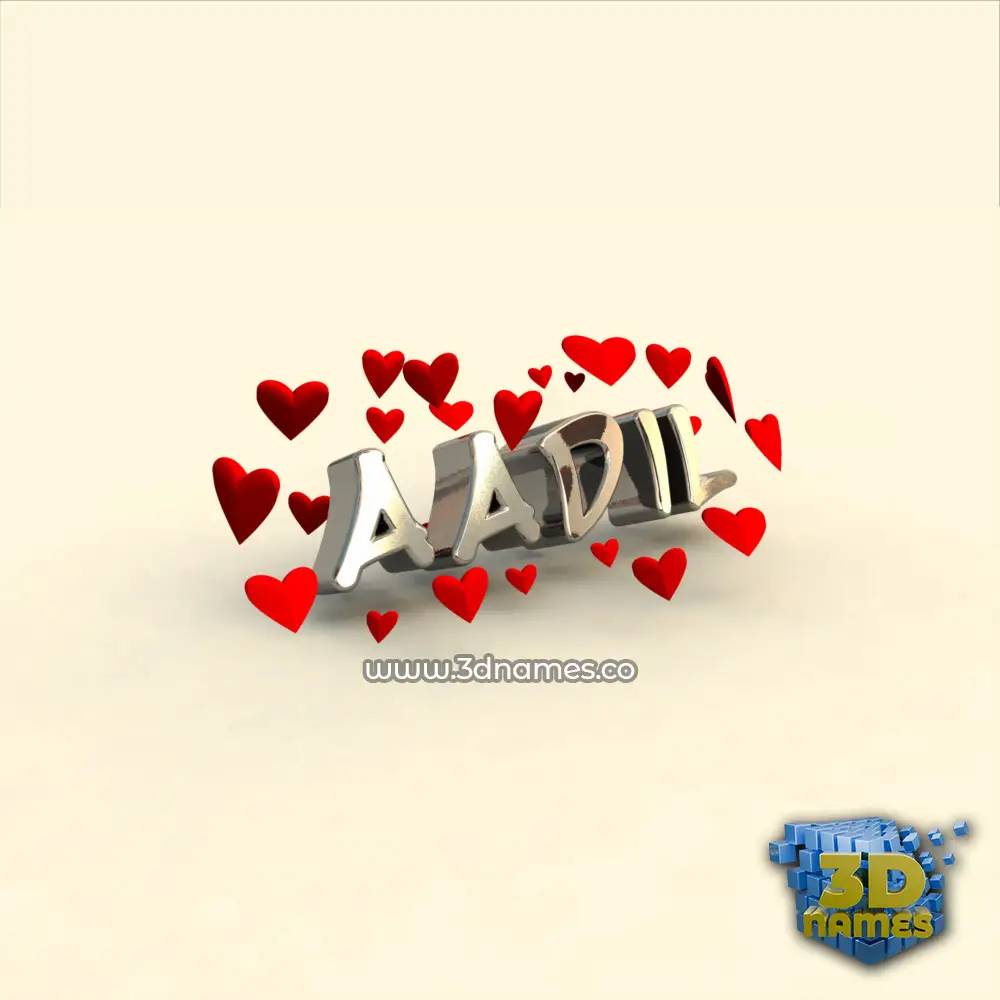 aadil in In Love style - 3D name wallpaper