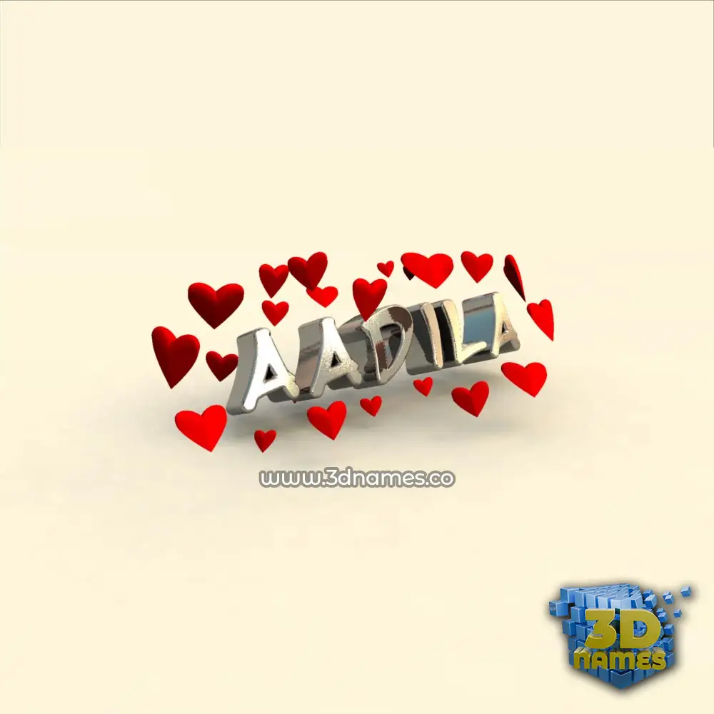 aadila in In Love style - 3D name wallpaper