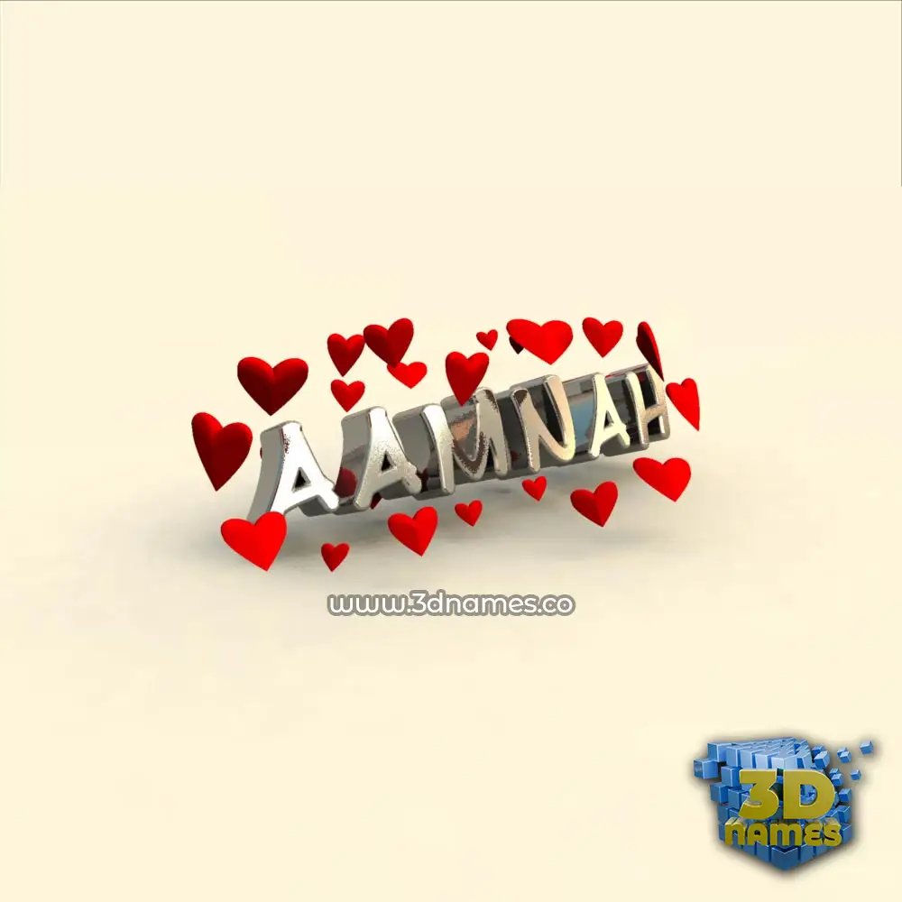 aamnah in In Love style - 3D name wallpaper
