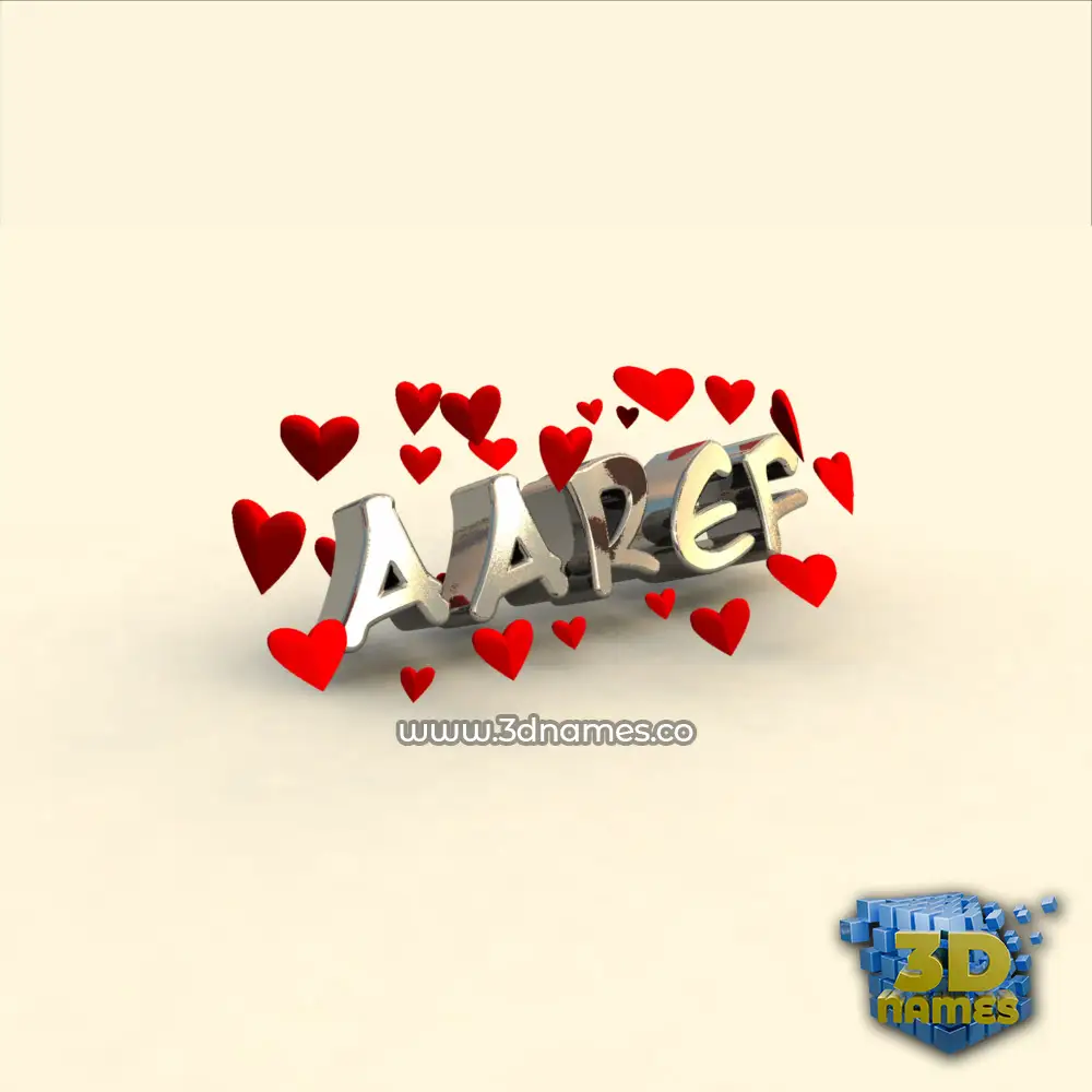 aaref in In Love style - 3D name wallpaper