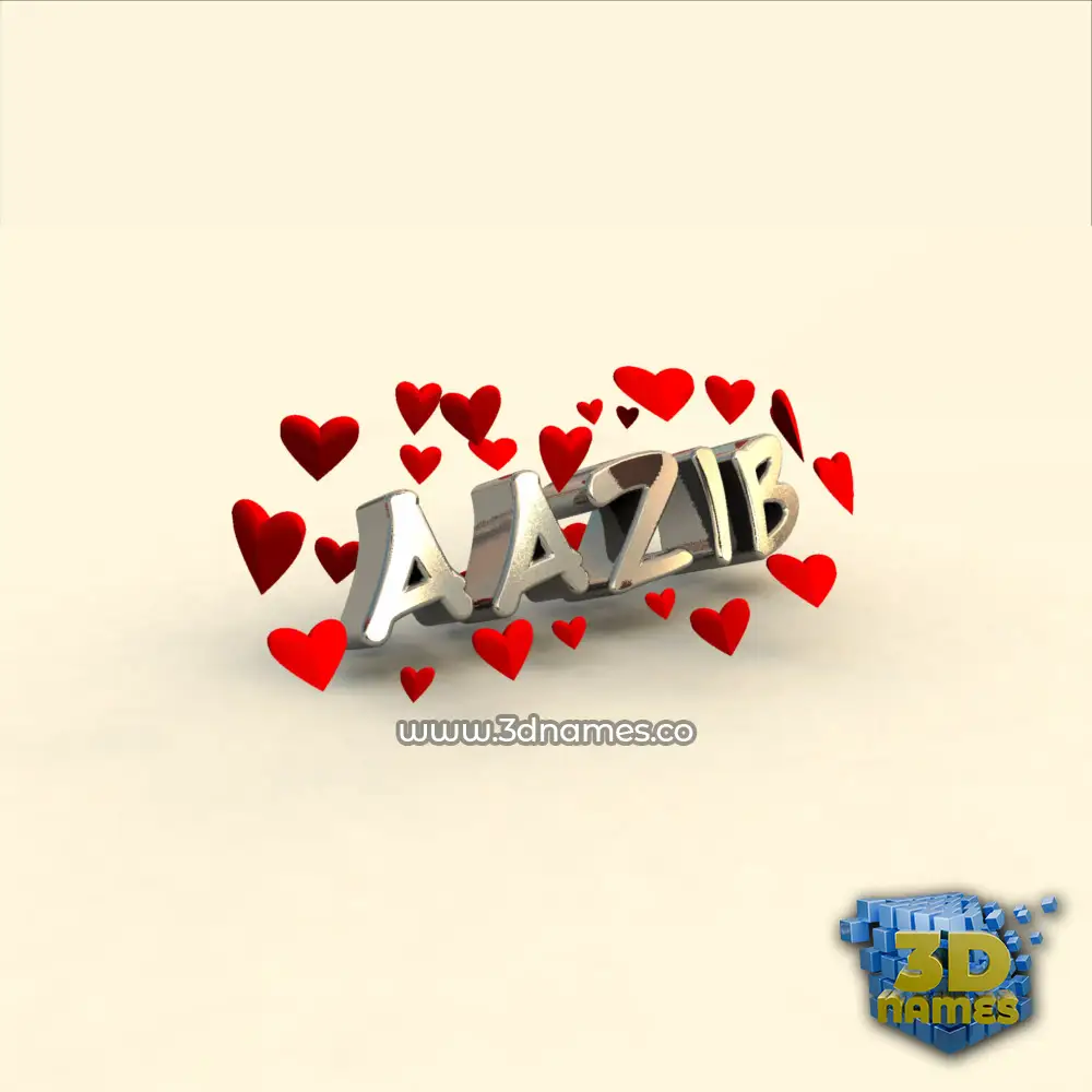 aazib in In Love style - 3D name wallpaper
