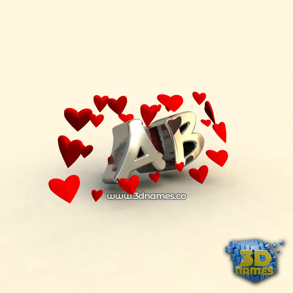 ab in In Love style - 3D name wallpaper