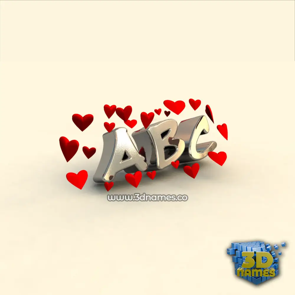 abc in In Love style - 3D name wallpaper