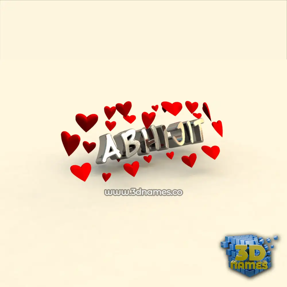 abhijit in In Love style - 3D name wallpaper