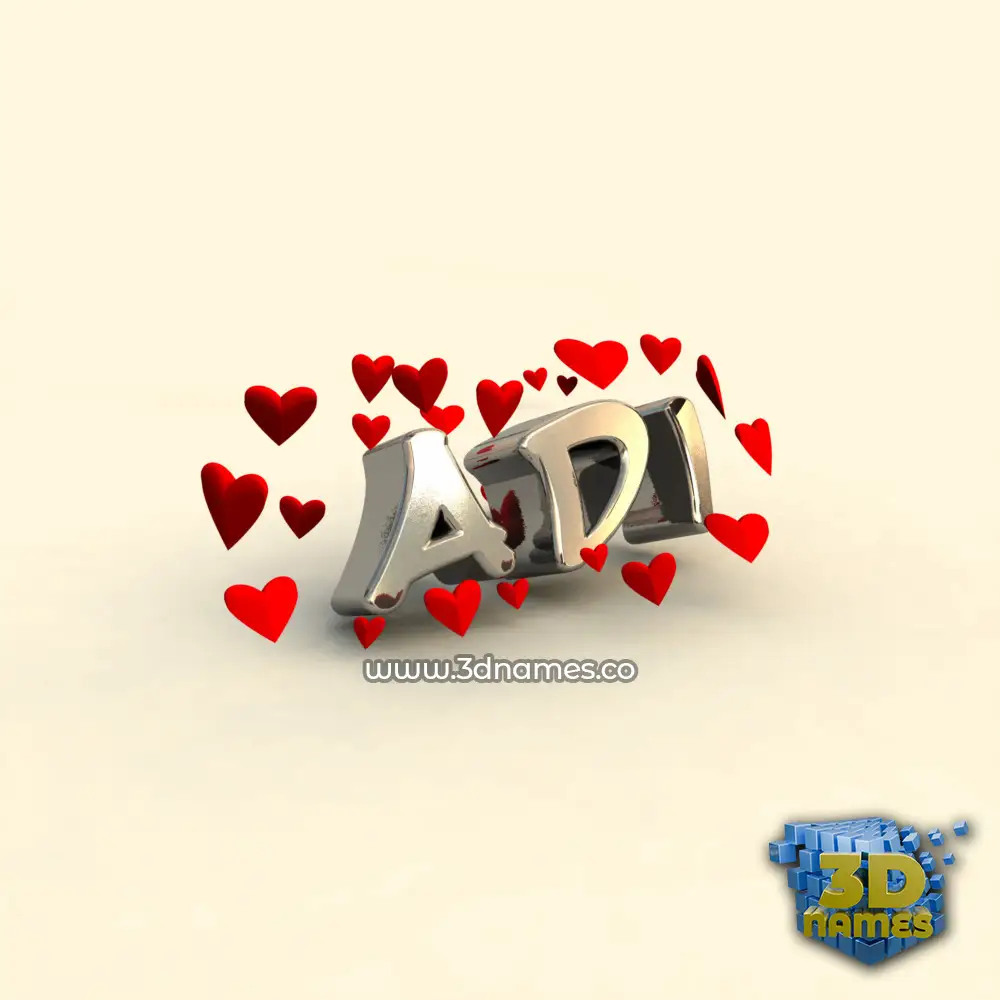 adi in In Love style - 3D name wallpaper