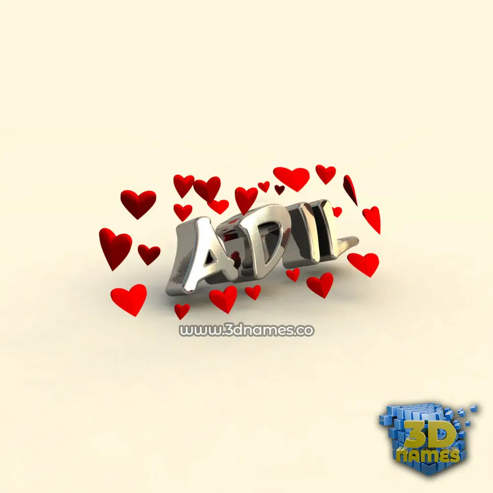 adil in In Love style - 3D name wallpaper