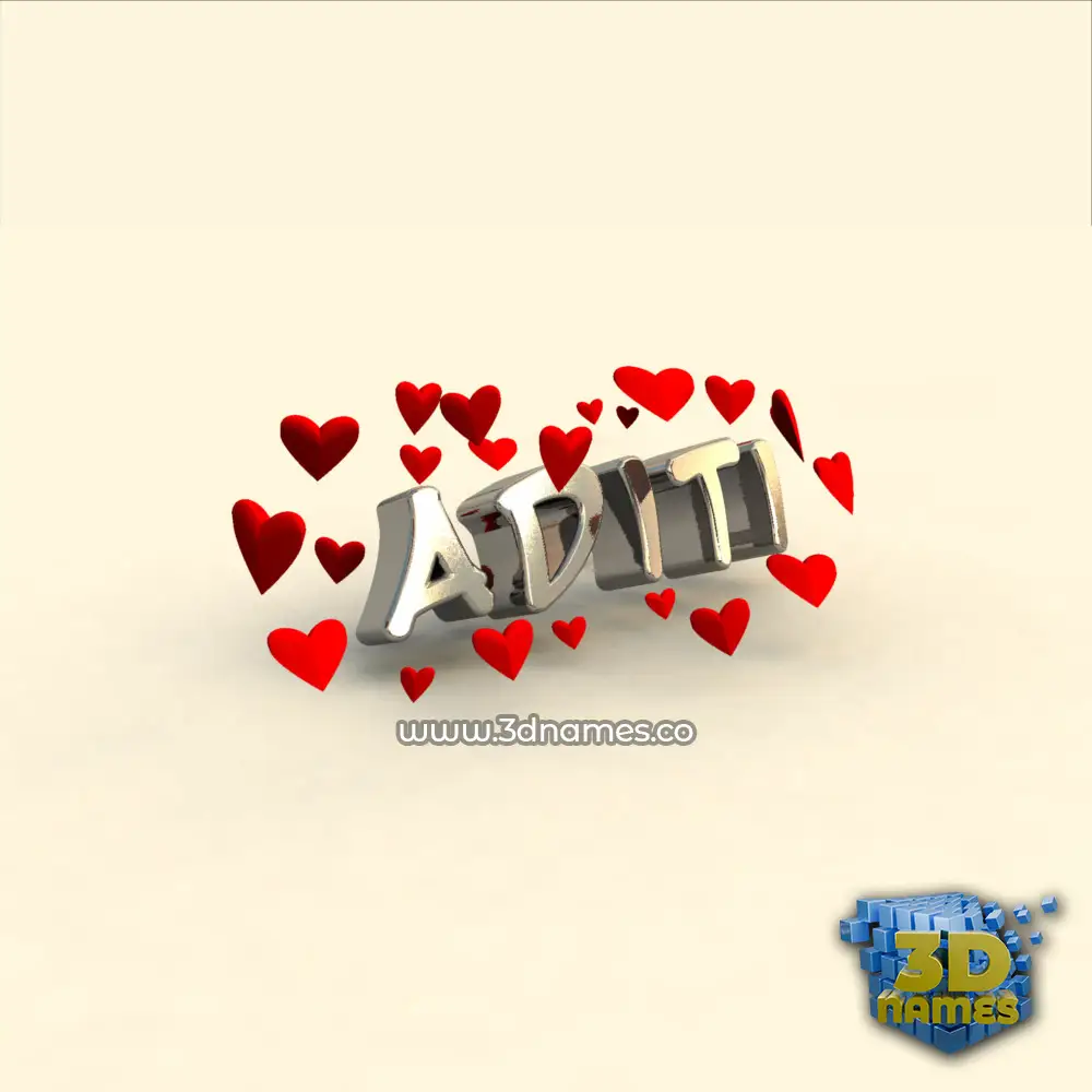 aditi in In Love style - 3D name wallpaper