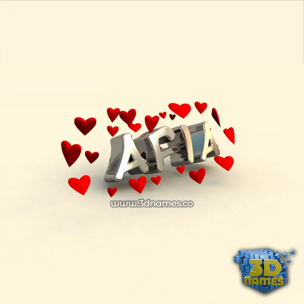 afia in In Love style - 3D name wallpaper