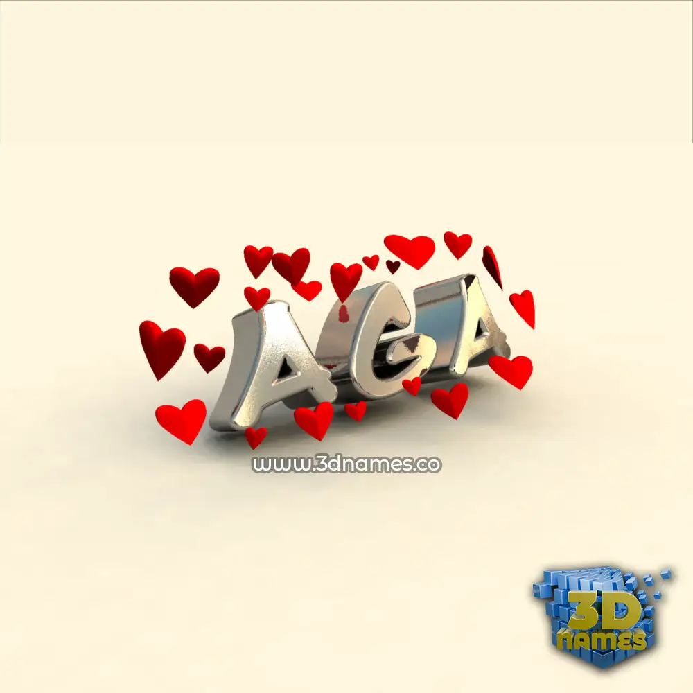 aga in In Love style - 3D name wallpaper
