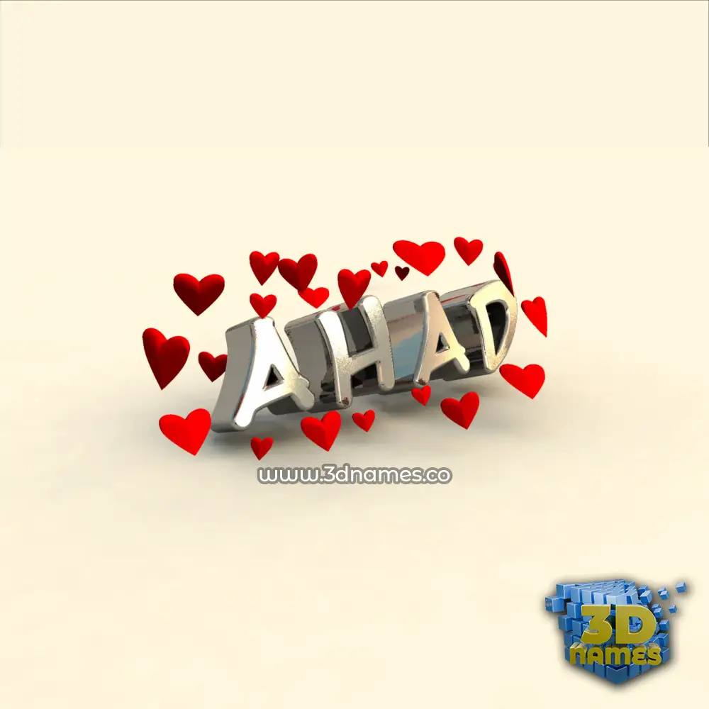 ahad in In Love style - 3D name wallpaper